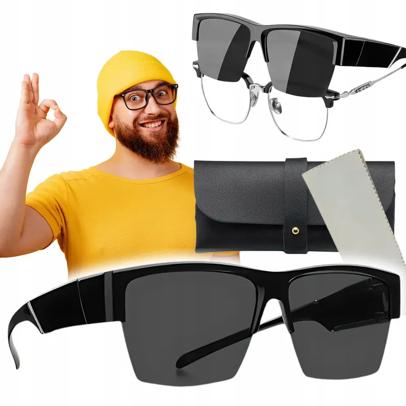 Szybka dostawa NAKŁADKI NA OKULARY KOREKCYJNE MĘSKIE CZARNE DO SAMOCHODU AUTA MOTOR QUAD