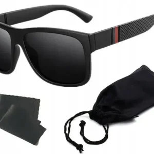 Wyprzedaż OKULARY PRZECIWSŁONECZNE MĘSKIE POLARYZACYJNE Z ETUI GRATIS DUŻE CZARNE