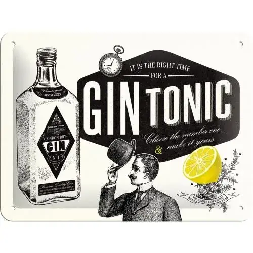 METALOWY PLAKAT 15 X 20CM GIN TONIC Ekspresowa dostawa