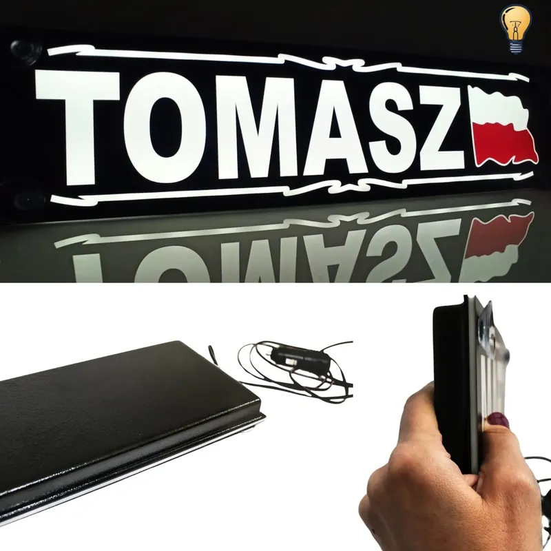 Niska cena Podświetlana Tablica Imienna dla Kierowców z FLAGĄ POLSKI TIR LKW Premium