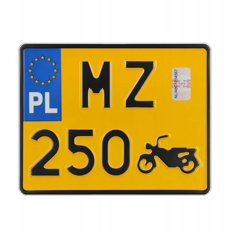 Promocja Żółta polska tablica motor do ramki rejestracyjnej