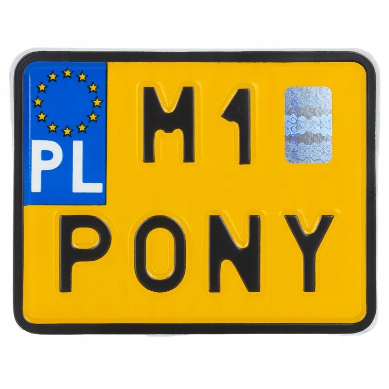 Premium Tablica zabytkowa żółta do ramki rejestracyjnej skuter motorower M1 PONY