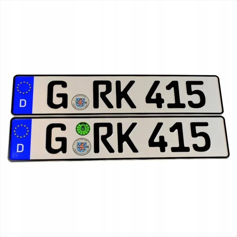 Niemieckie tablice rejestracyjne z naklejkami. Oferta