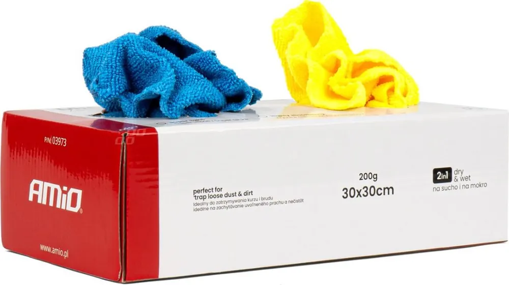 AMiO Chusteczki ściereczki z mikrofibry pudełko zestaw 30 szt. 30x30 cm 200g amio-03973 Nowość