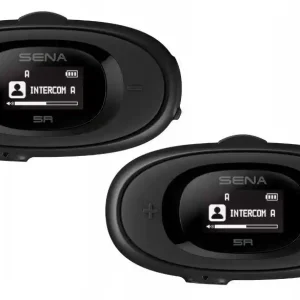 Tani Sena Interkom motocyklowy 5R-01D 5R Bluetooth 5.1 700m z wyświetlaczem LCD i uniwersalnym zestawem mikrofonów na 2 kaski