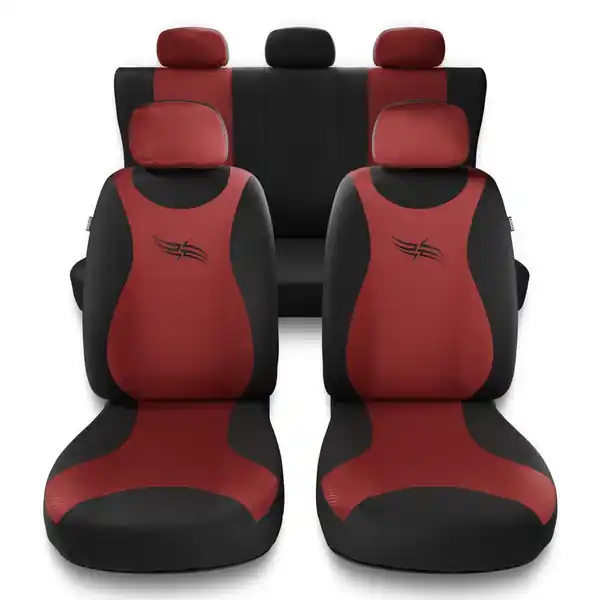 Uniwersalne pokrowce samochodowe do Volkswagen Taigo (2022-....) - pokrowce na fotele - Auto-Dekor - Turbo - czerwony Wyprzedaż