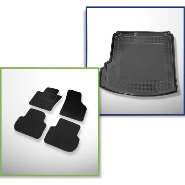 Szybka dostawa Zestaw: dywaniki welurowe + mata do bagażnika do Volkswagen Jetta NCS (01.2011-01.2018) - bez prawej wnęki