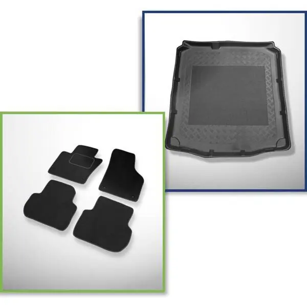 Rabat Zestaw: dywaniki welurowe + mata do bagażnika do Volkswagen Jetta NCS (01.2011-01.2018) - bez lewej i prawej wnęki