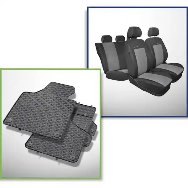 Zestaw: dywaniki gumowe + pokrowce szyte na miarę do Audi A3 8P Hatchback, Sportback (2003-2009) - Elegance Premium