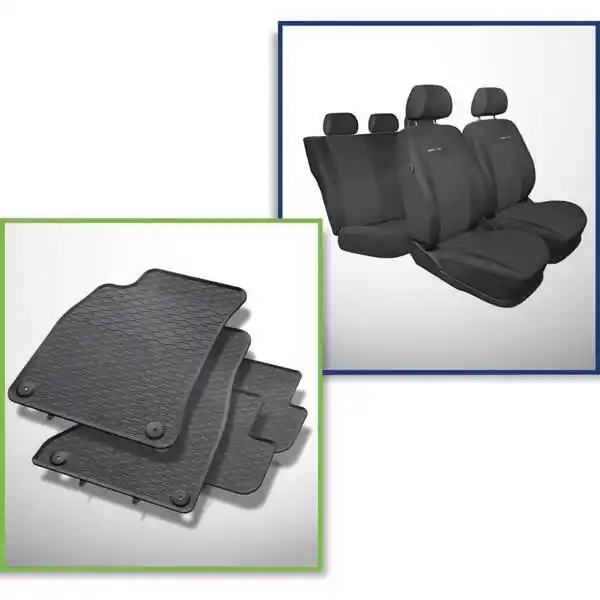 Zestaw: dywaniki gumowe + pokrowce szyte na miarę do Audi A4 B8 Avant, Limousine (2008-2015) - Elegance Szybka dostawa