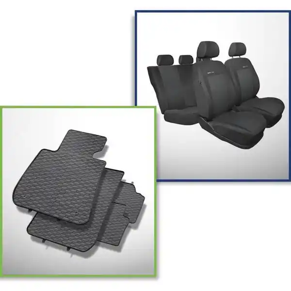 Wyprzedaż Zestaw: dywaniki gumowe + pokrowce szyte na miarę do BMW Seria 3 E90 Limuzyna (2004-2011) - Elegance