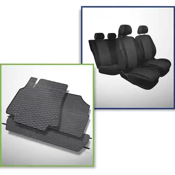 Promocja Zestaw: dywaniki gumowe + pokrowce szyte na miarę do Citroen Berlingo II Van (2008-2018) - Practic - na dwa rzędy siedzeń