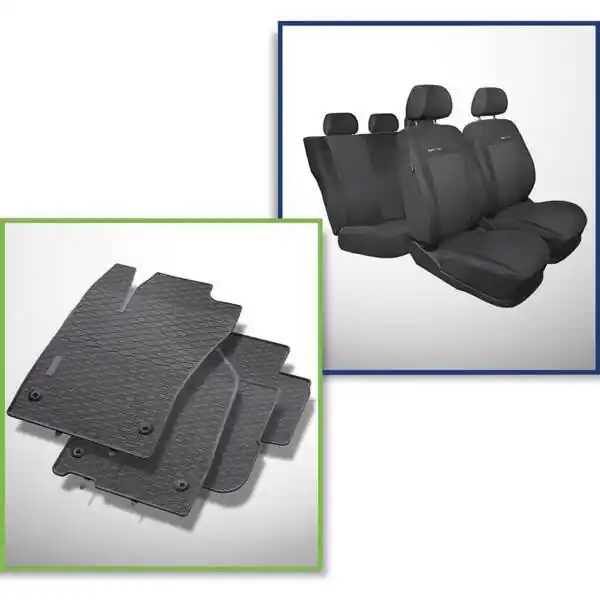 Zestaw: dywaniki gumowe + pokrowce szyte na miarę do Fiat Tipo Sedan (2016-....) - Elegance Niska cena