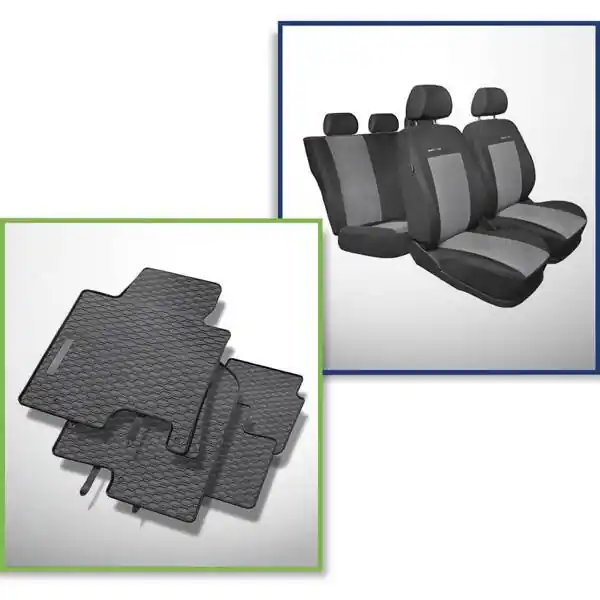 Zestaw: dywaniki gumowe + pokrowce szyte na miarę do Kia Ceed II Hatchback, Kombi (2012-2018) - Elegance Oferta