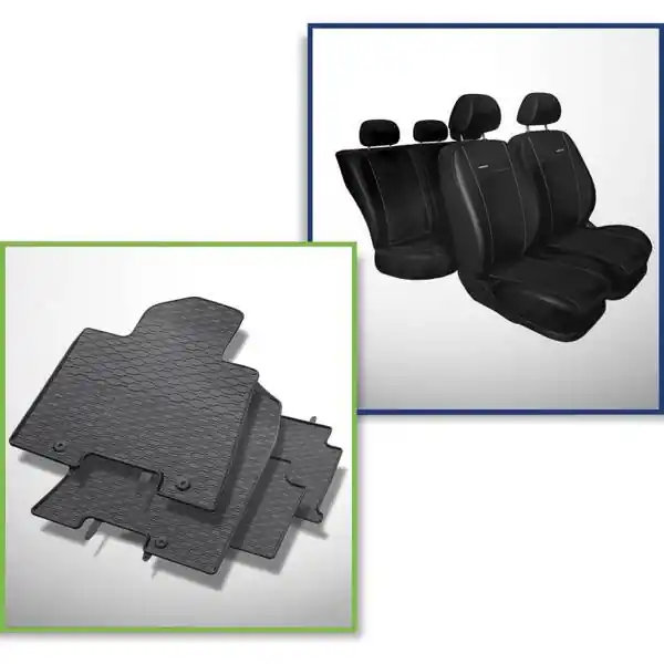 Zestaw: dywaniki gumowe + pokrowce szyte na miarę do Kia Sportage IV SUV (2016-2021) - Premium Szybka dostawa