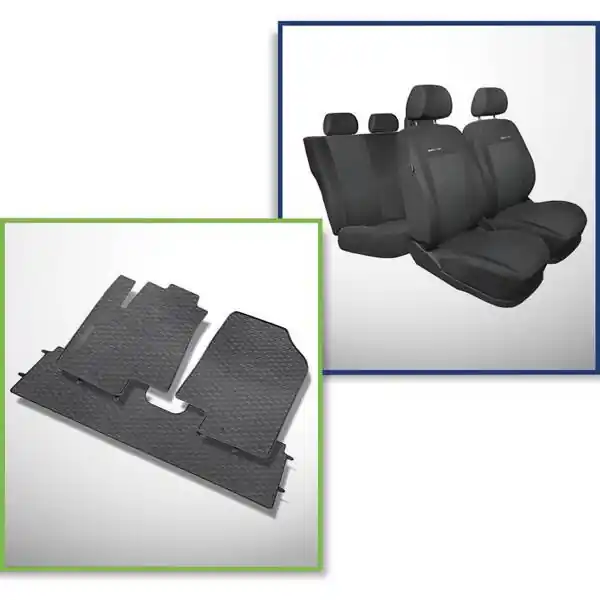 Zestaw: dywaniki gumowe + pokrowce szyte na miarę do Kia Venga Minivan (2009-2017) - Elegance Najlepsza cena