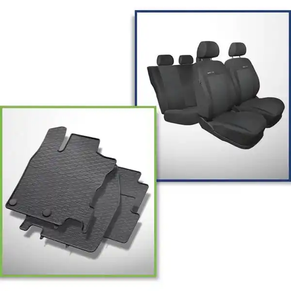 Oryginalny Zestaw: dywaniki gumowe + pokrowce szyte na miarę do Nissan Qashqai II Crossover (2014-2021) - Elegance
