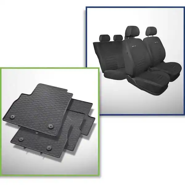 Zestaw: dywaniki gumowe + pokrowce szyte na miarę do Opel Astra K Hatchback, Sports Tourer (2015-2022) - Elegance Bezpieczna płatność