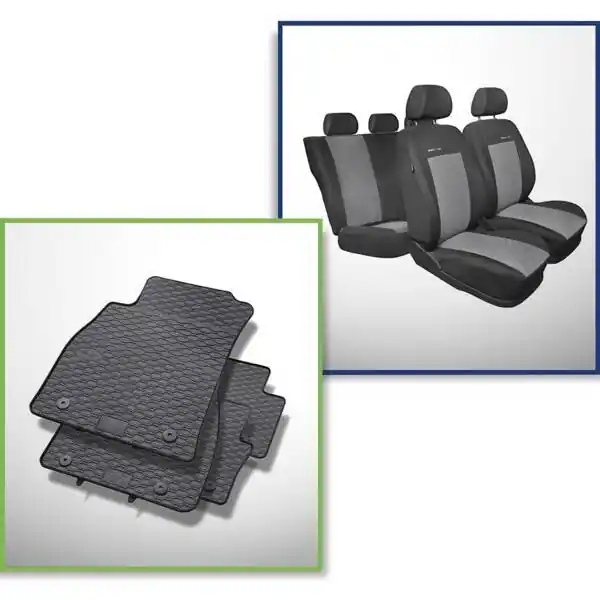 Popularny Zestaw: dywaniki gumowe + pokrowce szyte na miarę do Opel Insignia Liftback, Sedan, Sports Tourer (2008-2016) - Elegance