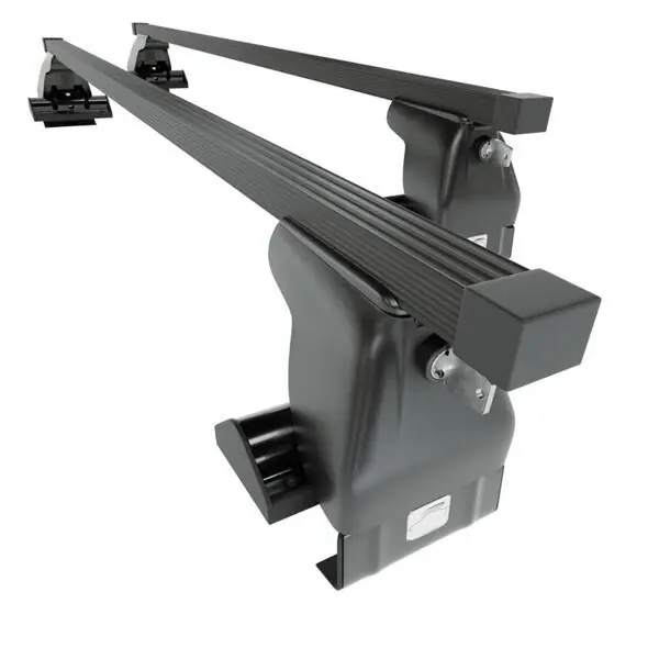 Rabat Stalowy bagażnik dachowy do Kia Rio III Sedan, Hatchback (2012-2016) - czarne belki dachowe z uchwytem - Amos - D-1 - O - bez punktów montażowych