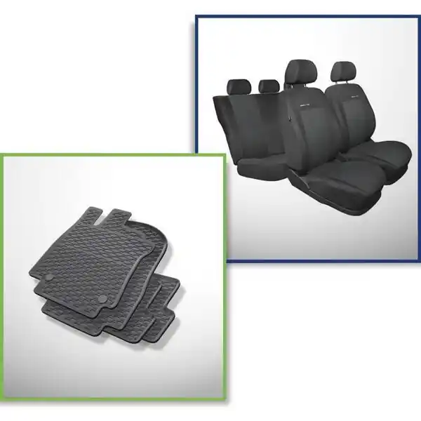 Rabat Zestaw: dywaniki gumowe + pokrowce szyte na miarę do Renault Clio IV Hatchback (2012-2019) - Elegance