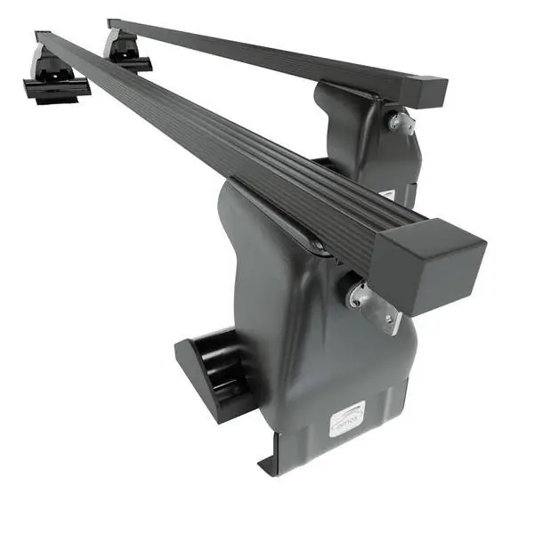 Autentyczny Stalowy bagażnik dachowy do Audi A6 C5 Avant (1998-2004) - czarne belki dachowe z uchwytem - Amos - D-2 - O - bez punktów montażowych