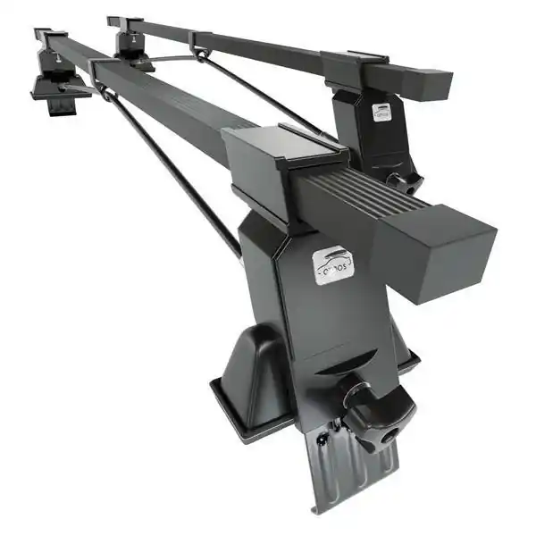 Najlepsza cena Stalowy bagażnik dachowy do Daewoo Lanos Hatchback, Sedan (1997-2008) - czarne belki dachowe z uchwytem - Amos - AM-2 - Z - bez punktów montażowych