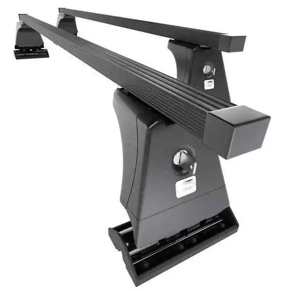 Stalowy bagażnik dachowy do Fiat Qubo Minivan (2008-2020) - czarne belki dachowe z uchwytem - Amos - β-103 - O - punkty montażowe Popularny