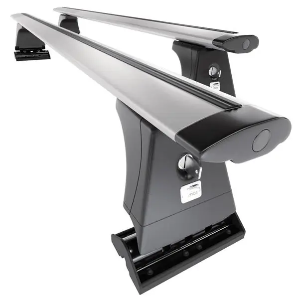 Aluminiowy bagażnik dachowy do BMW Seria 1 E81, E82 Coupe, Hatchback (2007-2011) - srebrne belki dachowe z uchwytem - Amos - β-103 - Dynamic - punkty montażowe Nowość