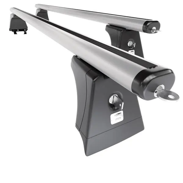 Ostatnia szansa Aluminiowy bagażnik dachowy do Ford Galaxy II Minivan (2001-2005) - srebrne belki dachowe z uchwytem - Amos - β-102 - Aero - punkty montażowe