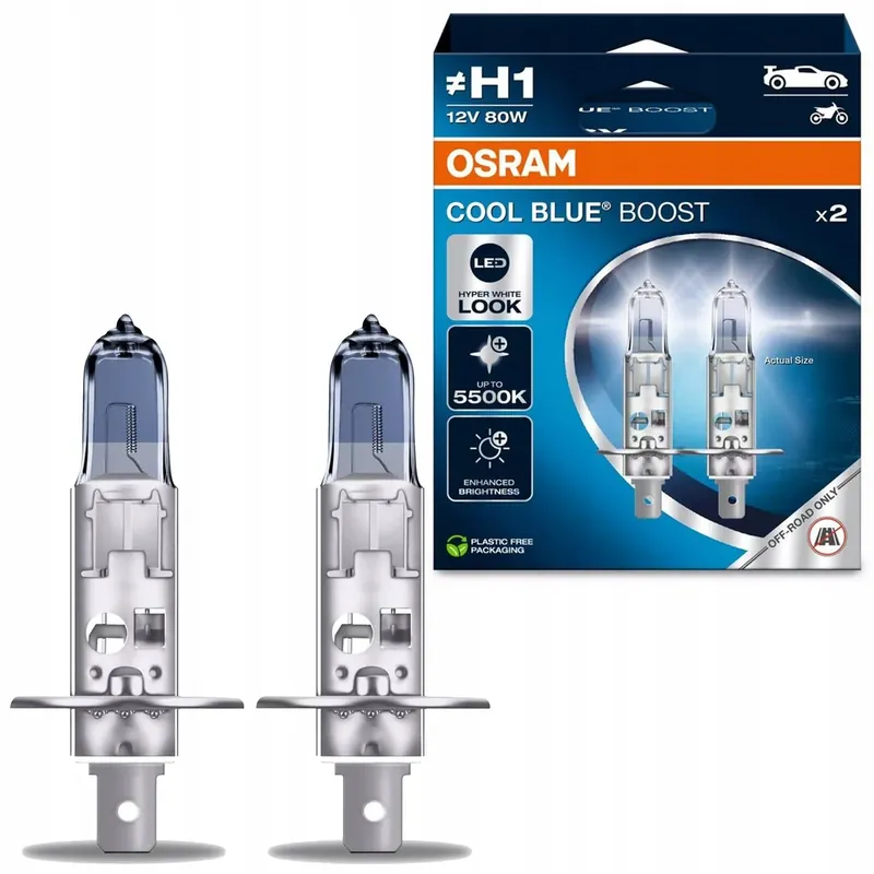 Promocja Żarówka samochodowa H1 12V 80W COOL BLUE BOOST 2 sztuki OSRAM