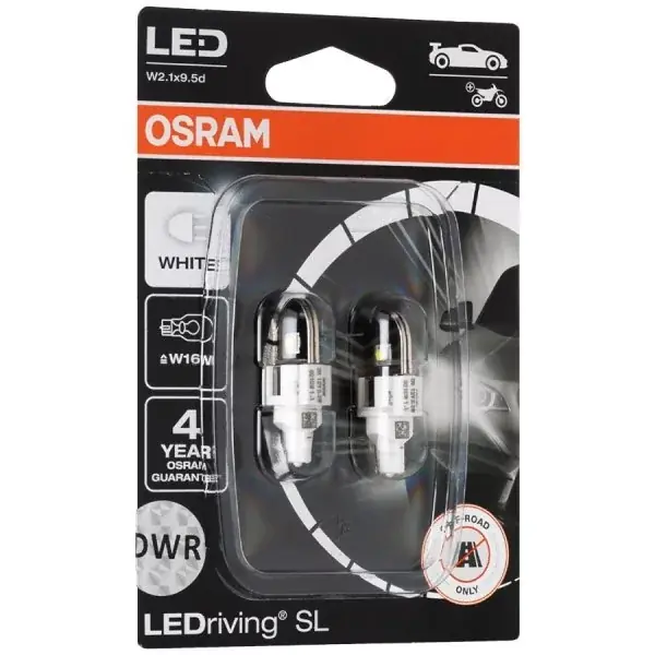 Żarówki samochodowe LED OSRAM LEDriving SL W16W W2.1x9.5d 12V 2W białe - 6000K Rabat