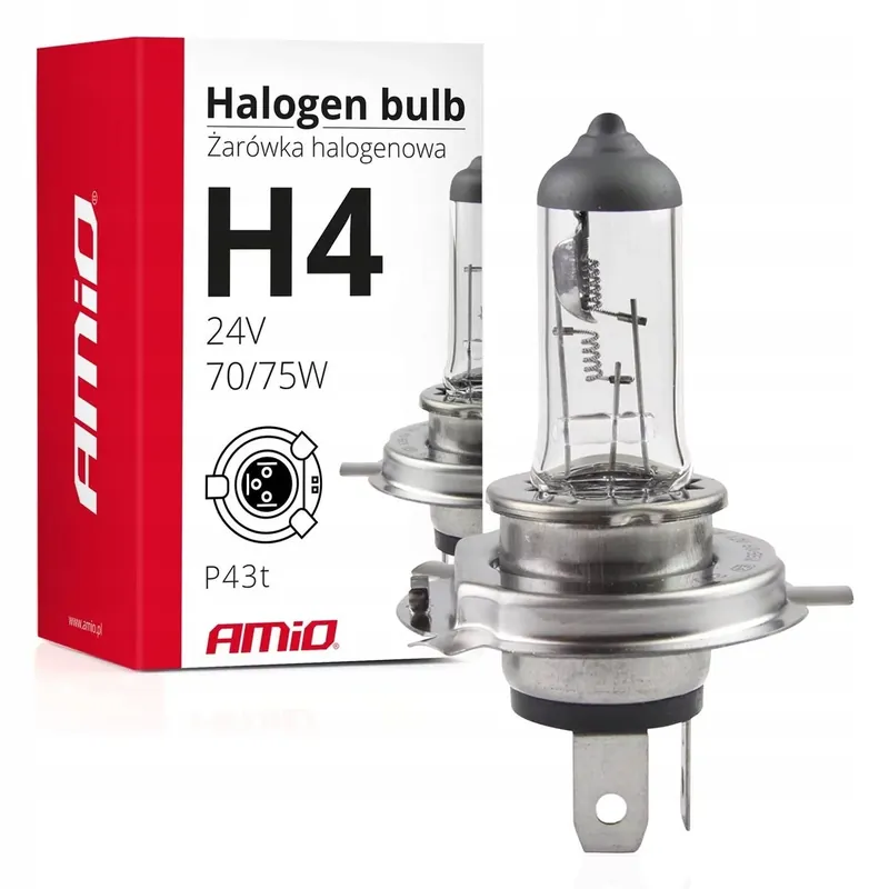 AMiO 01267 Żarówka halogenowa H4 24V 70/75W filtr UV (E4) AMI-01267 Premium