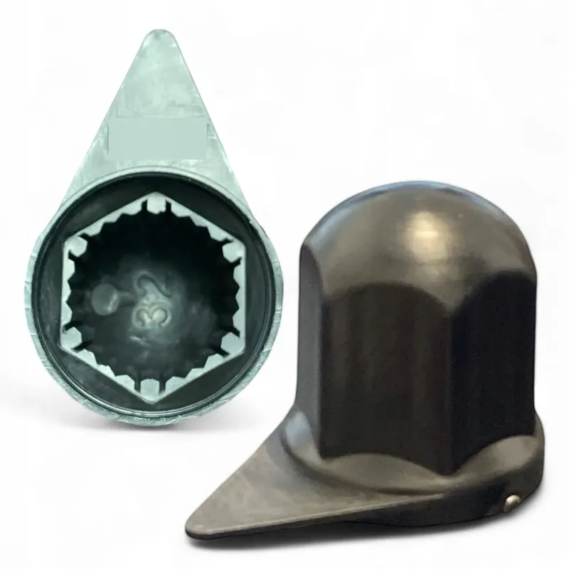 100x Osłona szpilki kół WIELOKĄTNY środek 32 ze strzałką wysokie czarne Tylko dziś