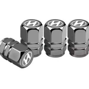 Premium Nowoczesne Nakrętki Na Wentyle HYUNDAI Szare Z Logo HYUNDAI Trwałe Solidne