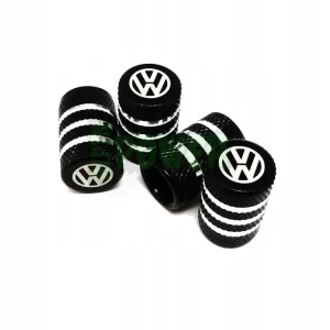 Metalowe Nakrętki Na Wentyle Do VOLKSWAGEN Czarne Trwałe Z Logo VOLKSWAGEN Oferta limitowana