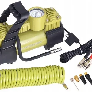 Tani Kompresor powietrza dwutłokowy 12V, 11 BAR, 70L / min, 4 adaptery