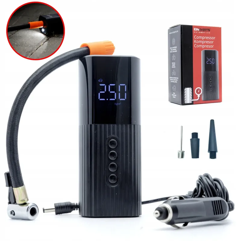 KOMPRESOR SAMOCHODOWY POMKA SPRĘŻARKA 12V LED LCD Nowość