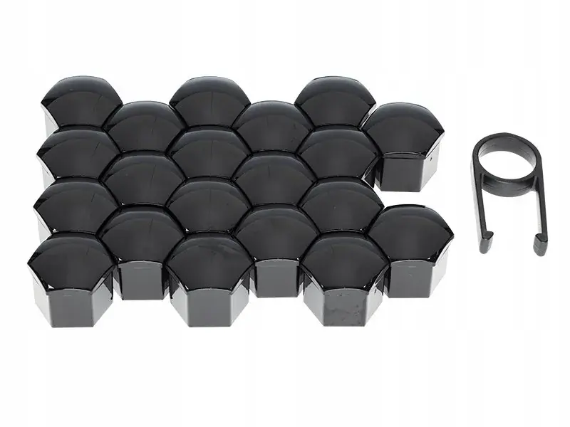 Nasadki Nakładki kapturki na śruby kół felg 19 mm czarne 20 sztuk Black Zamów teraz