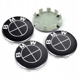 Premium Dekielki CZARNE BMW 68mm (4 sztuki) DEKLE KAPSLE EMBLEMATY FELG