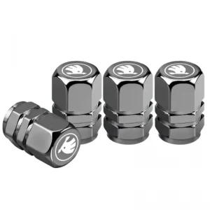 Szare Trwałe Nakrętki Na Wentyle SKODA Nowoczesne Z Logo SKODA Premium Popularny