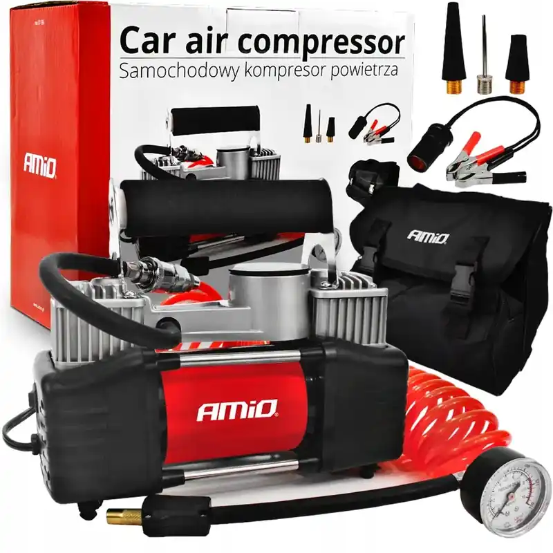 Ekspresowa dostawa MOCNY KOMPRESOR SAMOCHODOWY DWUTŁOKOWY 12V POMPKA SPRĘARKA DO POMPOWANIA