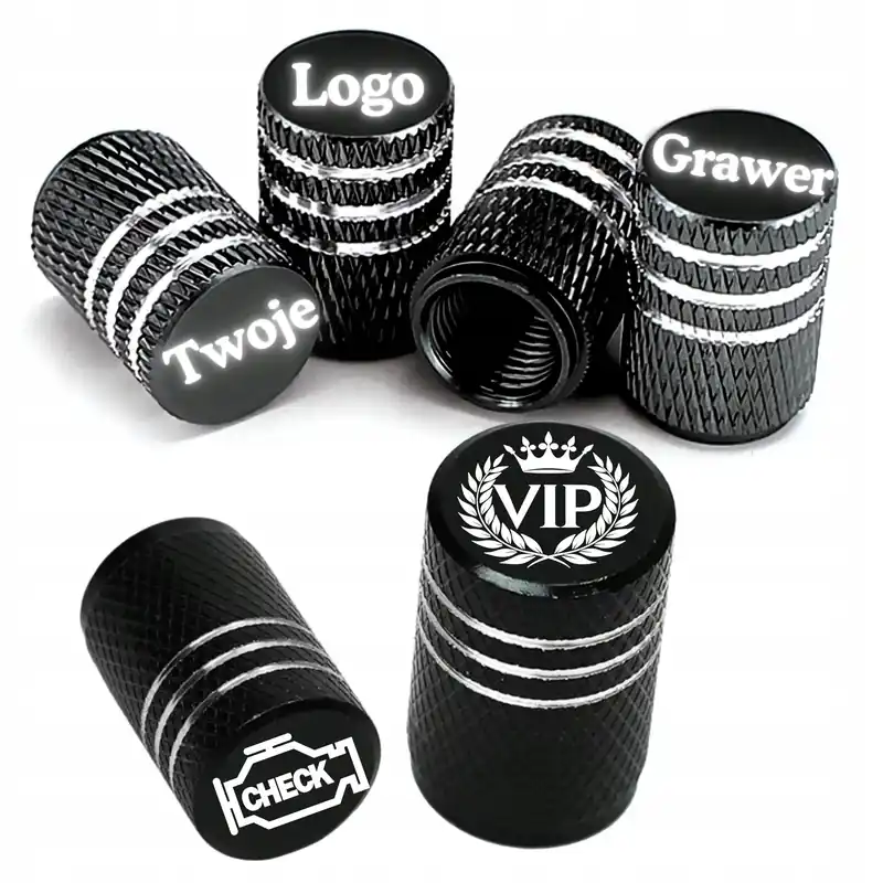 Tani Nakrętki Na Wentyle Własny Napis Logo Grawer Czarne Aluminiowe Na Prezent