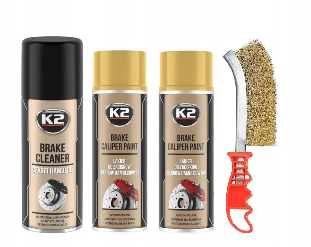 K2 CALIPER LAKIER FARBA DO ZACISKÓW ODTŁUSZCZACZ SZCZOTKA - ZŁOTY Zwrot pieniędzy