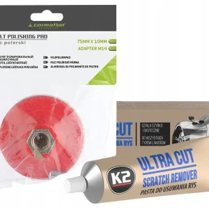 Najlepsza cena CARMOTION Filc polerski FI 75mm x 10mm, adapter M14 + K2 ULTRA CUT Pasta do