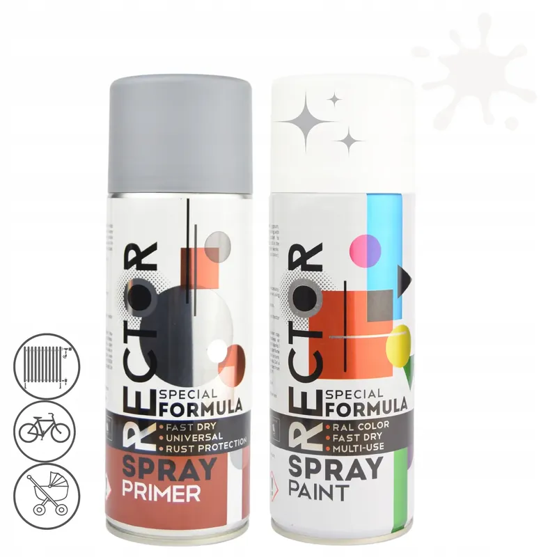 Zestaw lakier farba biała połysk + podkład spray Wyprzedaż