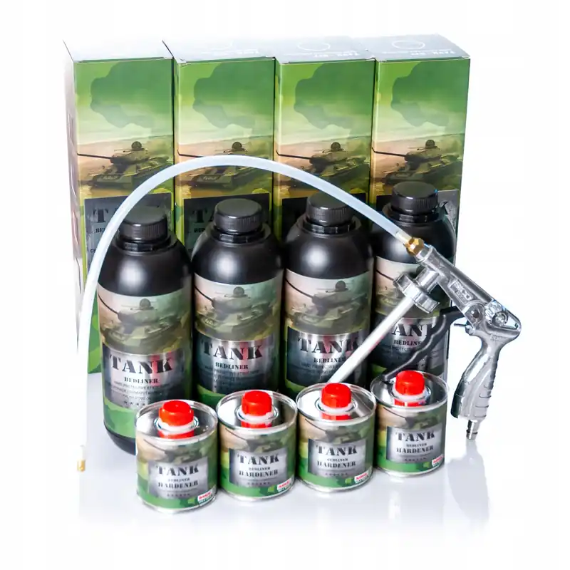 4x Powłoka Emalia Poliuretanowa Strukturalna Czarna + Pistolet TANK RANAL Ekspresowa dostawa