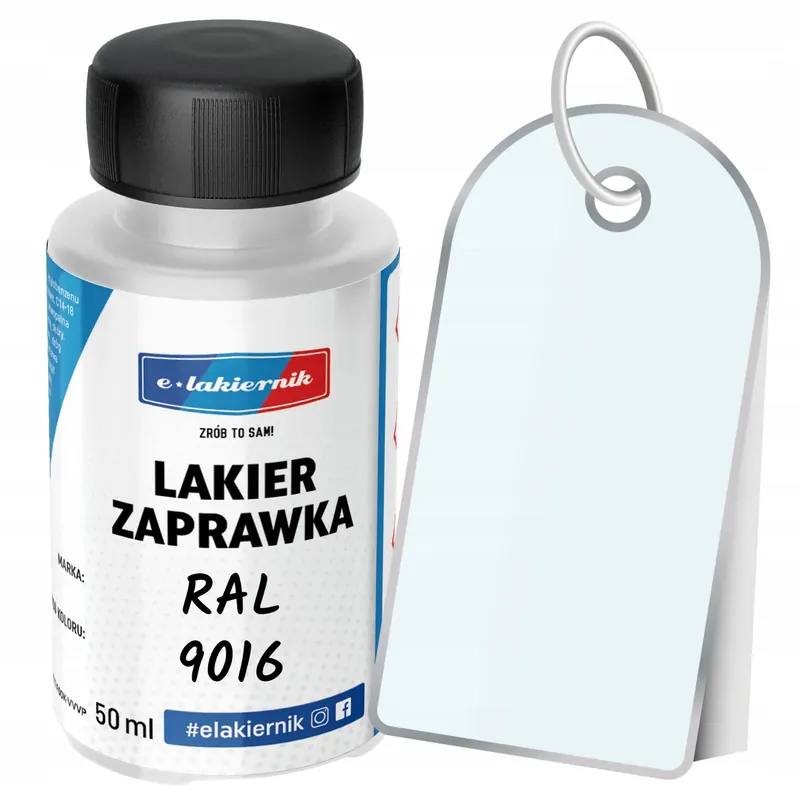 Lakier Zaprawkowy Zaprawka Samochodowy RAL 9016 Biały Drogowy Połysk 50 ml Najlepsza cena