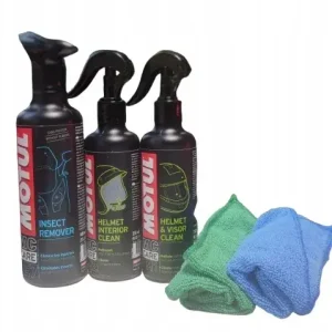 MOTUL Zestaw do czyszczenia kasku i motocykla M1+M2+E7+mikrofibra 2 szt Popularny
