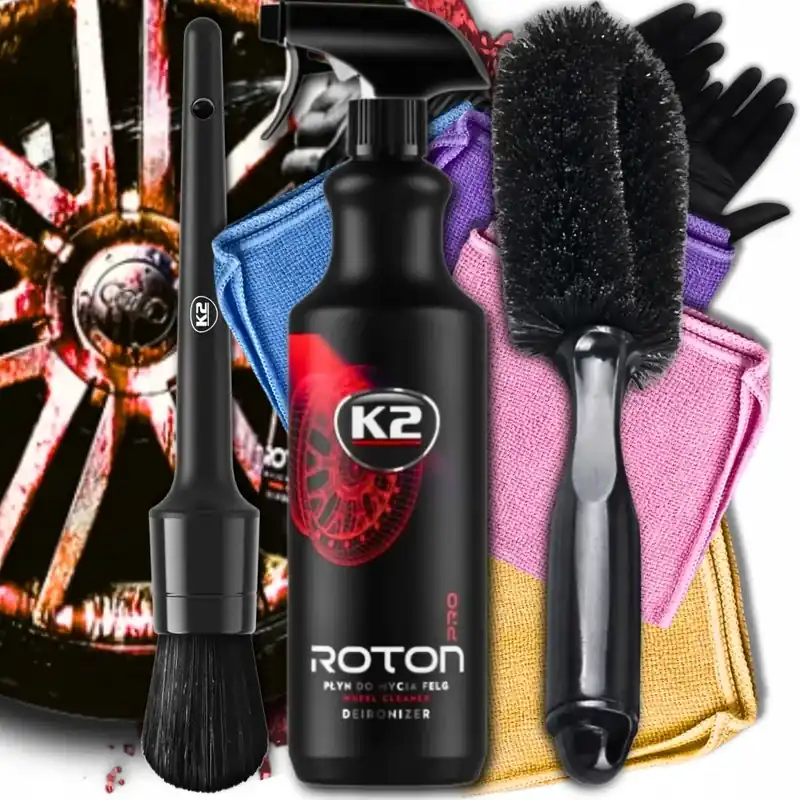 Autentyczny K2 ROTON PRO DO FELG CZERWONY EFEKT detailing SZCZOTKA PĘDZELEK MIKROFIBRA